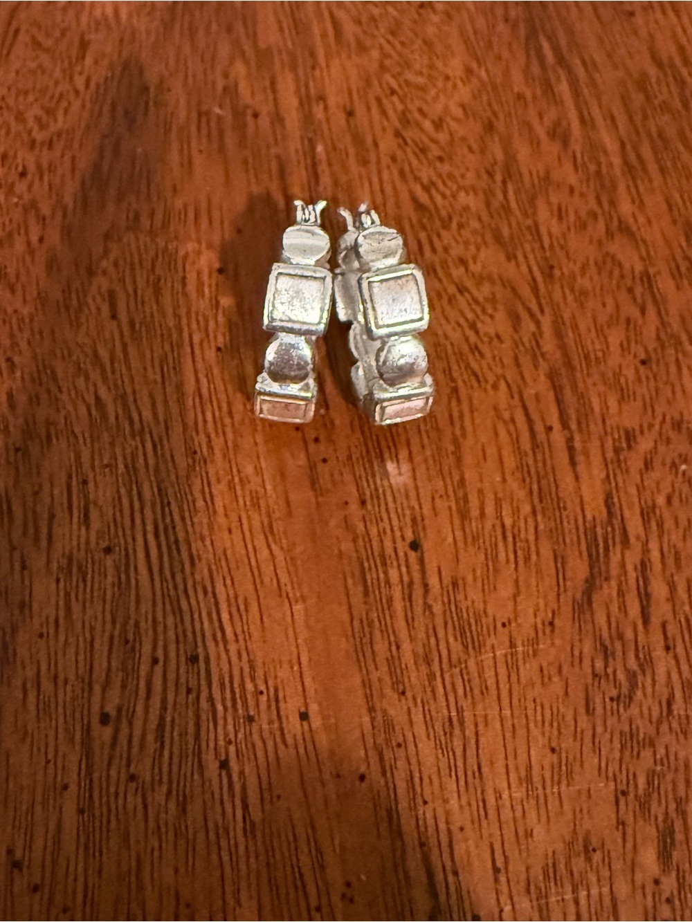 Talbots Silver Sculpted Geometric Clip Hoop Earrings